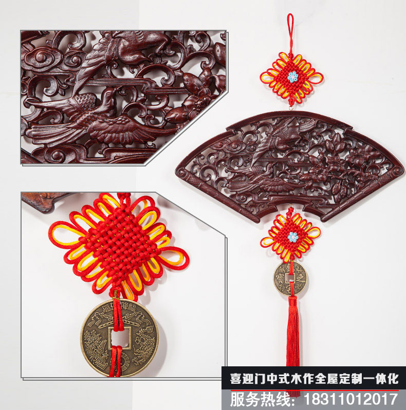 扇形花鳥中國(guó)結(jié)花板掛飾造型展
