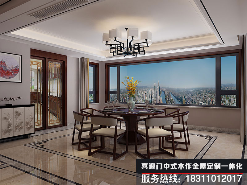 簡約中式餐廳設(shè)計效果圖