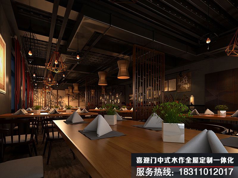 中式餐廳大堂設計效果圖