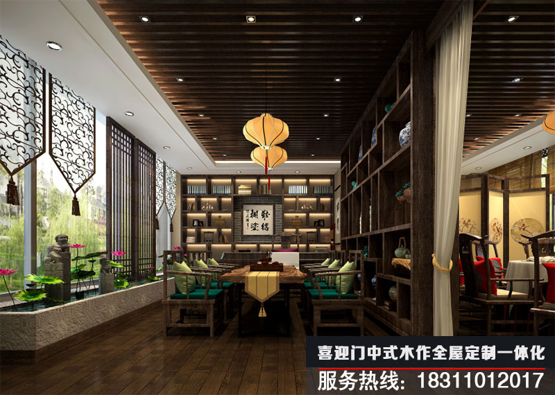 中式餐廳包間茶室設計效果圖