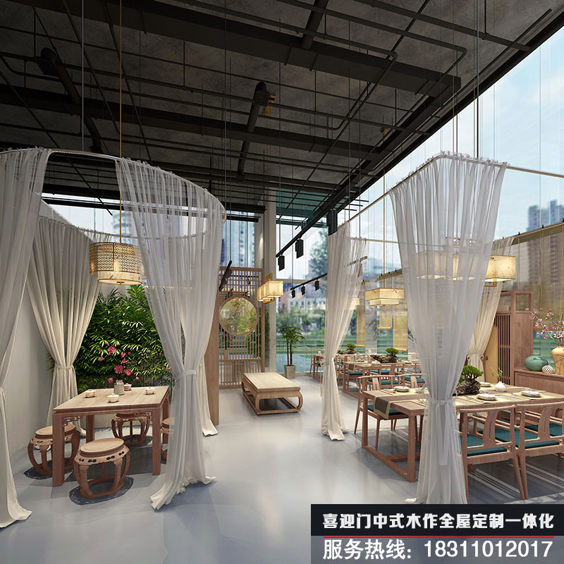 禪意室內(nèi)風格設計奶茶咖啡店設計效果圖
