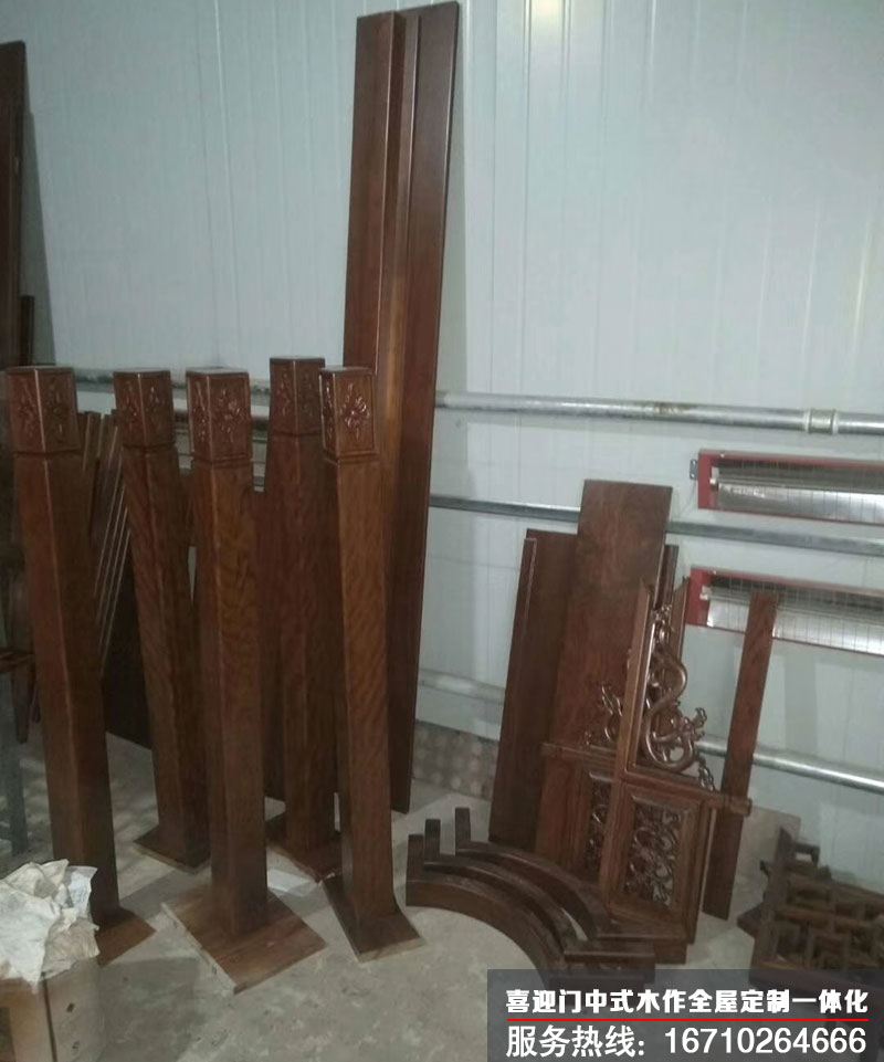 中式樓梯扶手以及配件成品展示