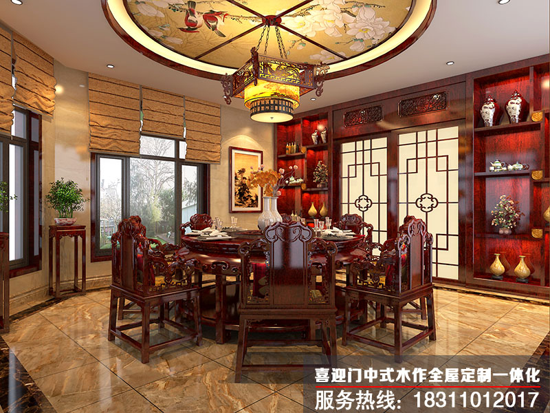 中式別墅餐廳設(shè)計(jì)效果圖