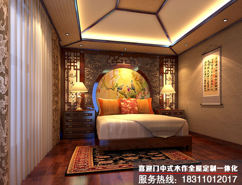 新中式主臥的設(shè)計