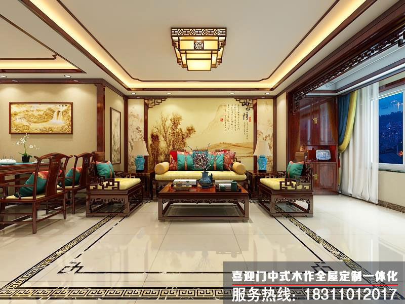 中式客餐廳設(shè)計(jì)效果圖
