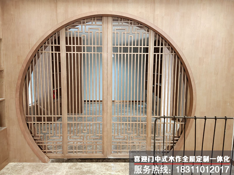 中式推拉花格木門