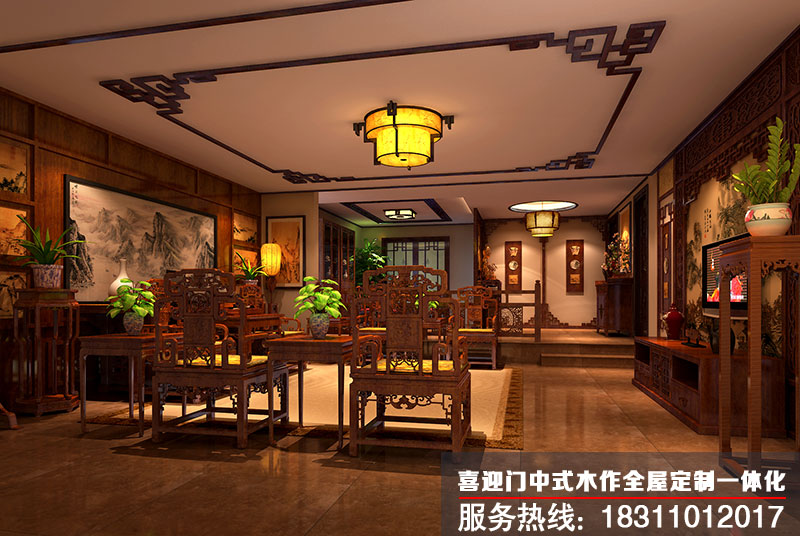 中式客廳空間設計效果圖