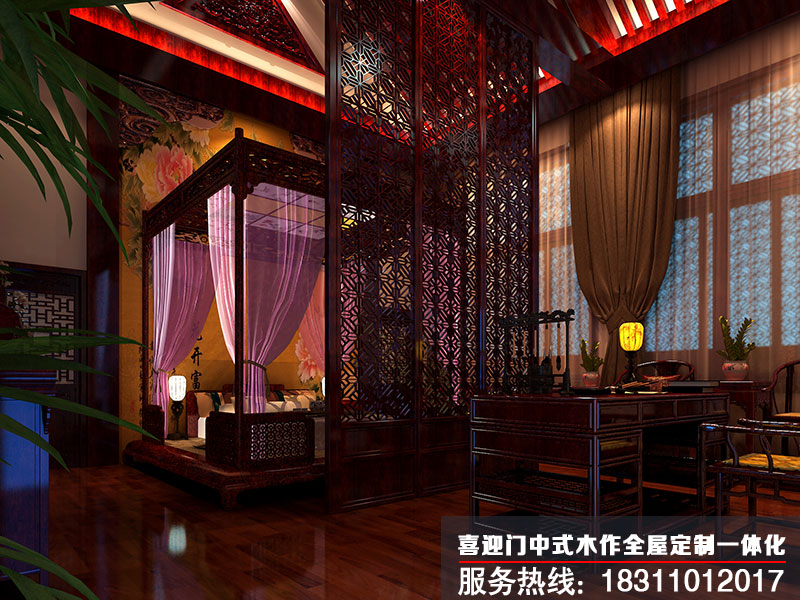 奢華古雅的臥室現(xiàn)代中式風格裝修效果圖