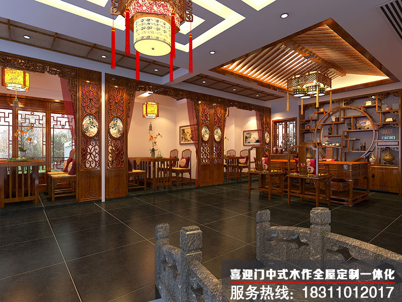 現(xiàn)代中式設(shè)計(jì)品茶區(qū)空間卡座設(shè)計(jì)效果圖