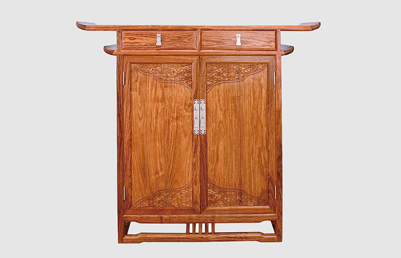 家庭中式裝修實(shí)木玄關(guān)柜效果圖